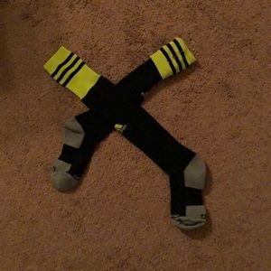 Safety green and black Adidas socks